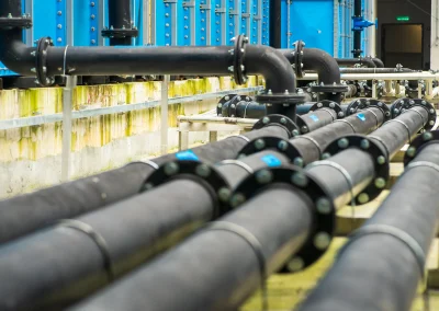 industrial pipes at a water treatment facility
